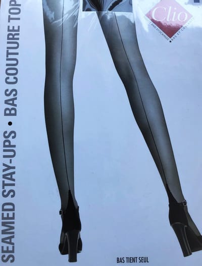 Clio Hold Ups - Hold Up Kousen - met naad - Sexy Chic - 100% Nylon Excl. Boord - 15 Den. - T2 - Small - Zwart