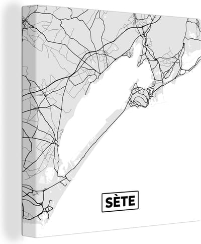 Canvas Schilderij Sète - Frankrijk - Plattegrond - Kaart - Stadskaart - 20x20 cm - Wanddecoratie