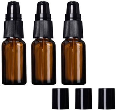 Dailygoods- Lotion Pomp Flessen 3 Stks - 30ml/1oz - Amber Glas - Lege Hervulbare Dispenser - Zwarte Dop - UV-bescherming - Cosmetische Flessen