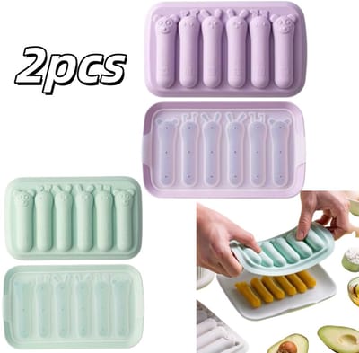 2 stuks Siliconen vorm met 6 gaten voor worstjes en hotdogs - gemakkelijk te ontvormen - bakvorm - dessertvorm - 18*10,8*3,8 cm - geschikt voor thuisgebruik - paars, groen