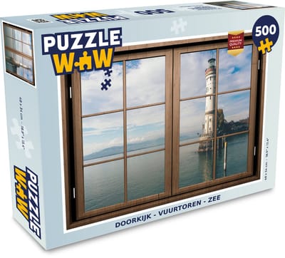 Puzzel Doorkijk - Vuurtoren - Zee - Legpuzzel - Puzzel 500 stukjes