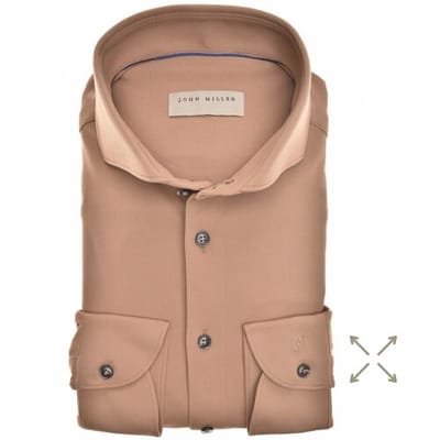 John Miller Overhemd Tailored Hyperstretch Long Sleeve Midden Bruin / male