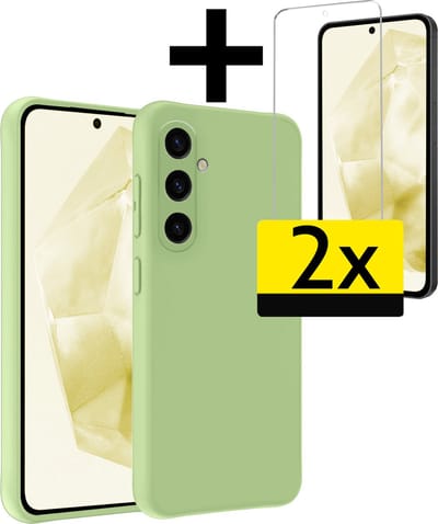 Hoesje - Met 2x Screenprotector - Geschikt voor Samsung Galaxy A35 - Sterk & Shockproof - Back Cover - Siliconen Case - Telefoon Hoes - Telefoonhoesjes - Groen