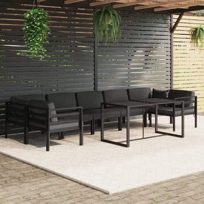 vidaXL - 8-delige - Loungeset - met - kussens - aluminium - antracietkleurig