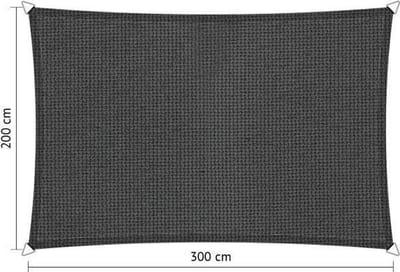 Compleet pakket: Shadow Comfort rechthoek 2x3m Carbon Black met RVS Bevestigingsset en Buitendoekreiniger