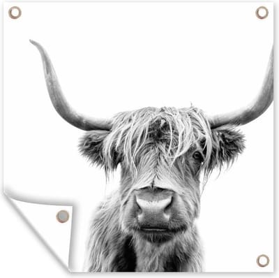 Tuindoek Schotse hooglander - Zwart - Wit - Dieren - 100x100 cm