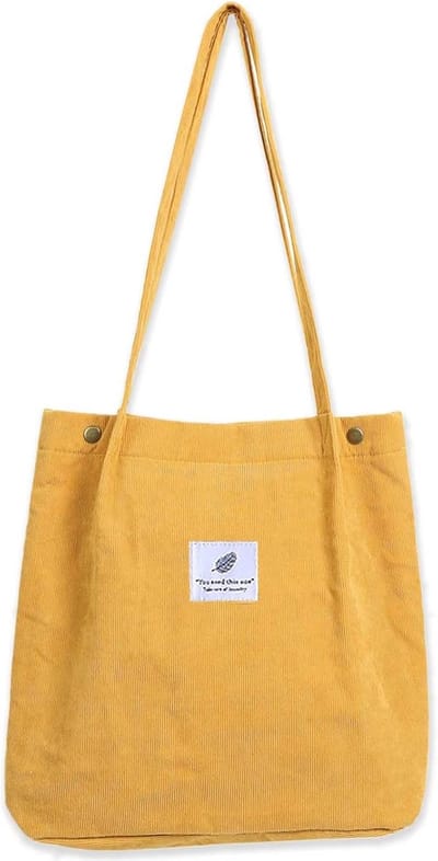 Grote schoudertas voor dames - corduroy strandtas en crossbody tas