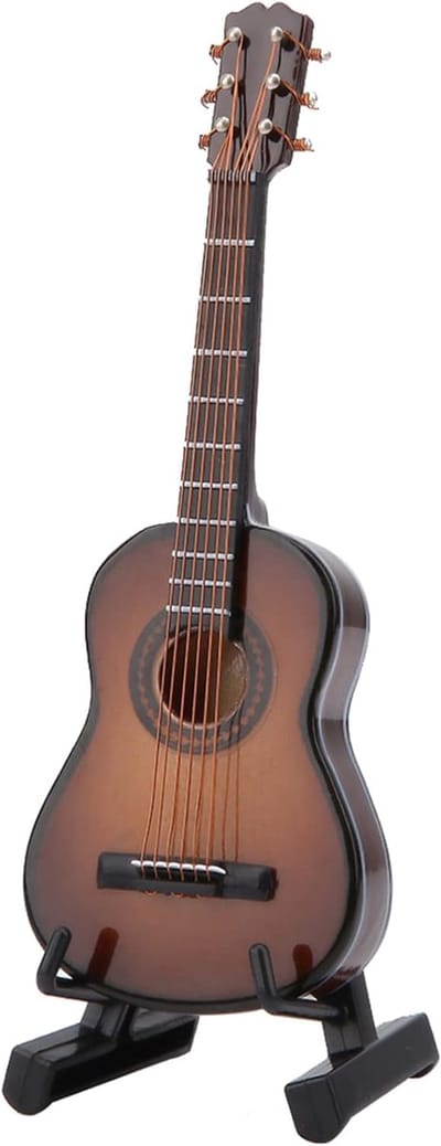 Houten Minatuur Gitaar Model Decoratie - Exquisiet Bureau Ornament voor Muziekliefhebbers