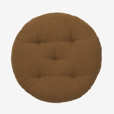 Madam Stoltz - Rond katoenen stoelkussen - 45cm - Bruin gestreept