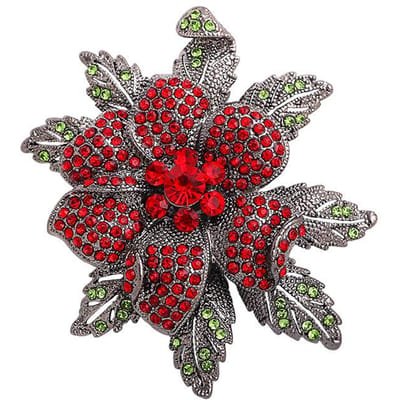 Retro Mode Strass Romantische Bloemen Broche Mode Sieraden Temperament Pak Corsage Luxe Kleding Accessoires gray