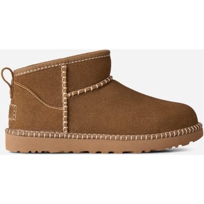 UGG® Classic Ultra Mini Botanic Boot in Brown, Size 3, Polyester/Leather/Wool