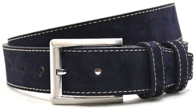 Yadka blauw suède riem - Pantalon & Jeans Broekriem blauw - 4 cm breed - maat 85 totale lengte 100 cm