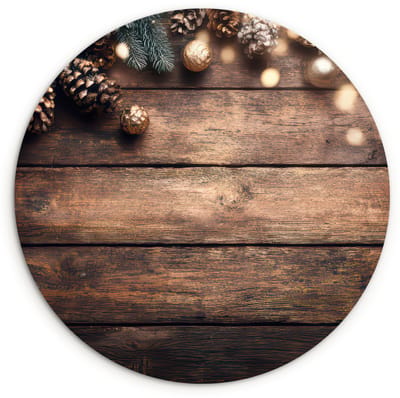 WallCircle® Wandcirkel 120x120 cm - Muurcirkel Kerstdecoratie - Houten - Dennenappel - Bruin - Muurdecoratie woonkamer - Wanddecoratie slaapkamer - Kamer decoratie accessoires - Ronde schilderijen XXL