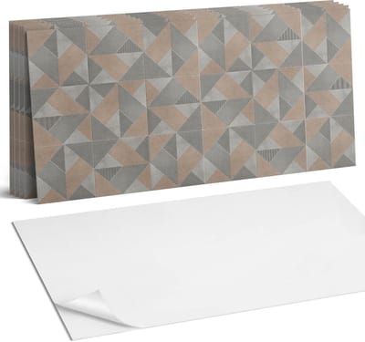 Coloray Plaktegels - Geometrisch driehoekspatroon Wandtegel Zelfklevend - 60 cm x 30 cm - Grijs Plaktegels - 6 stuks - Rechthoek PVC Tegels - Plaktegels Keuken - Zelfklevende Vloertegels Badkamer - Vinyl Tegels Zelfklevend - Zelfklevende Wandtegels