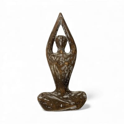 Yoga Beeld Hout Naturel – Handgemaakt Decoratiebeeldje – Maat M – H26,5 x B13,5 cm – Meditatie Beeld Indonesië