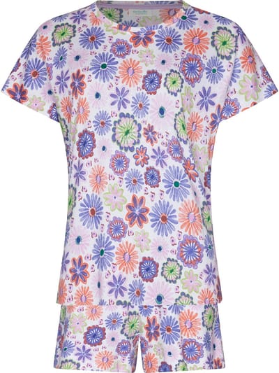 MyRebelle - Shortama- Waterflower - Biologisch Katoen - Wit - Gebloemd - Maat 104