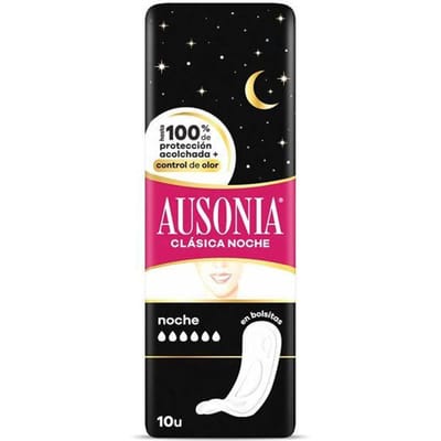 Serviettes Hygiéniques Serviettes hygiéniques AUSONIA NIGHT super plus, lot de 10