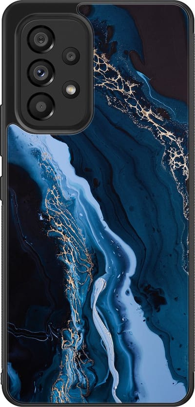 Leuke Telefoonhoesjes - Hoesje geschikt voor Samsung Galaxy A53 - Marmer kobaltblauw - Backcover zwart - Marmer - Blauw