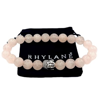 Rhylane - Kralen Armband - Rozenkwarts Natuursteen Roze - Buddha Bedel - 20 cm