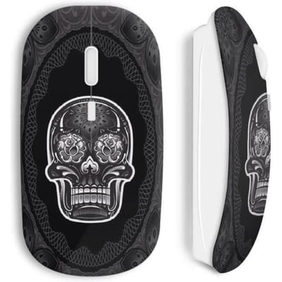 Souris sans fil - Design Tête de mort - Noir - USB wifi - Compatible Mac et PC