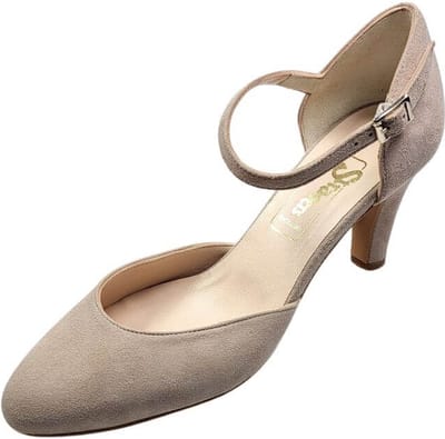 Stravers - Pumps met hak en bandje Maat 43 Grote Dames Maten Taupe Beige pump