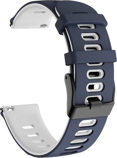 Siliconen bandje - geschikt voor Huawei Watch GT 2 42 mm / GT 3 42 mm Active / Elegant / GT 3 Pro 43 mm en Polar Ignite 2 / 3 / Pacer / Unite - donkerblauw-wit