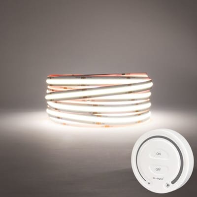 LED Strip Egaal (zonder puntjes) - 5 Meter - Met Afstandsbediening - 4000k - Neutraal Wit - 24V - 480LED/m - Met Draadloze Touch Wandbediening(Wit)