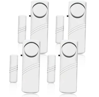 4-delige Deur- en Raamalarmset - Draadloos Anti-inbraakalarm - Magnetisch Beveiligingssysteem - 100 dB Luid Alarm - Inbraakbeveiliging Huis - Wit