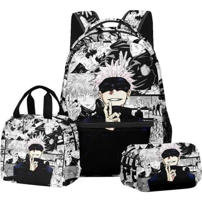 Jujutsu Kaisen Anime Merchandise Gojo Schoolrugzak Lunchtas Etui 3-delige Set Student Rugzak Canvas Laptop Tassen Cadeau