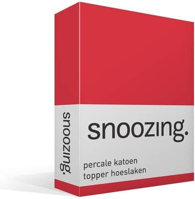 Snoozing - Topper - Hoeslaken - Lits-jumeaux - 180x220 cm - Percale katoen - Rood