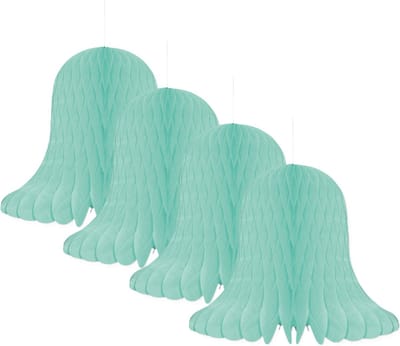 Kerstklokken lampionnen - 4x - mintgroen - 30 x 30 cm - Kerstversiering - Papier