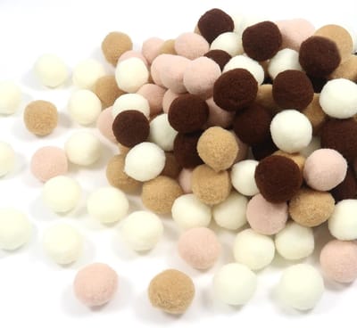 Set van 160 Fluffy Pompoms in Koffiekleuren - Perfect voor Creatieve DIY Projecten en Ambachten, 2.5 cm Pluche Bollen voor Kunst en Decoratie