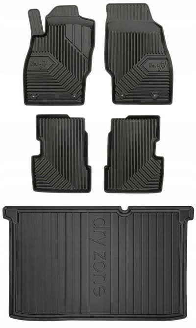 FROGUM PROLINE – Rubber vloermatten & kofferbakmat set – Perfecte pasvorm – Geurloos TPE – Opel Corsa D 3-deurs 2006-2014