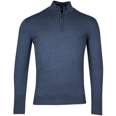 Baileys Trui Luxury Pima Cotton Half Zip Collar Single Knit Deep Denim Blue / male