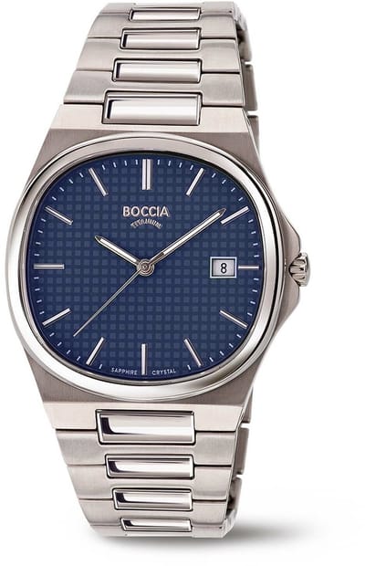Boccia Titanium 3657-02 Heren Horloge - Saffierglas - Zilverkleurig - 37 mm breed - Quartz - Vouw/Vlindersluiting - 5 ATM (douchen)