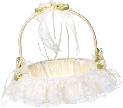 Bloemenmand Bruiloft - Decoratieve Mand - Bruiloft Accessoire - Handgeweven Design - 23x22cm - Wit