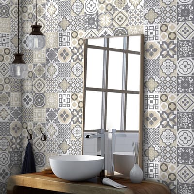 Muurstickers - Zelfklevende tegelmuurstickers voor keuken en badkamer - 24 CIRIANO tegelstickers - 24 stickers 10x10cm