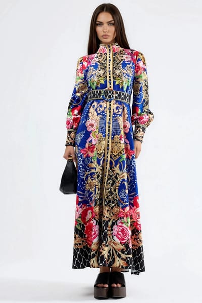 Florale Maxi Jurk met Ceintuur