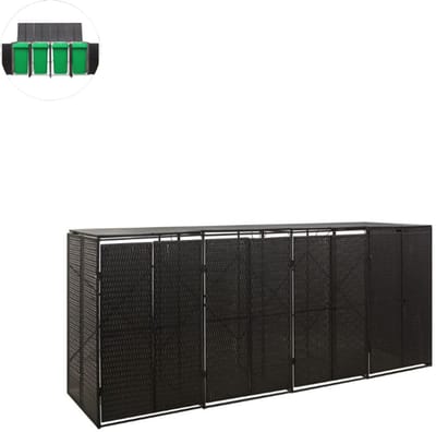 Kliko ombouw - UV-bestendig - Container - Berging - 4 Afvalbakken - Kunststof - Weerbestendig - Zwart