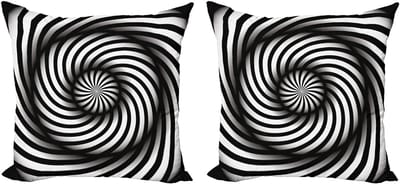 ABAKUHAUS Spiers kussensloopset (2 stuks), zwart-wit swirl, 50 cm, zwart-wit