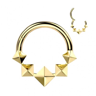 Piercing titanium 3D diamond 1.2x8 - goud - LMPiercings