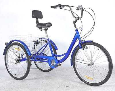 Opvouwbare Driewieler - Volwassen Fiets - Boodschappen Vervoeren - 7 Versnellingen - 24 Inch Wielen - Rood