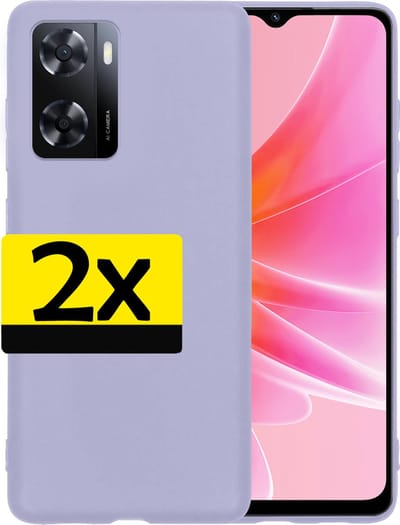 Hoesje - 2 Stuks - Geschikt voor OPPO A57s - Sterk & Shockproof - Case Siliconen - Back Cover - Telefoon Hoes - Telefoonhoesjes - Lila