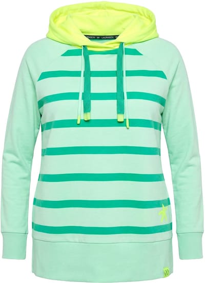 Laurasøn - Dames - Sweatshirt met strepen lange mouwen kraag - Lichte munt - Maat 44+