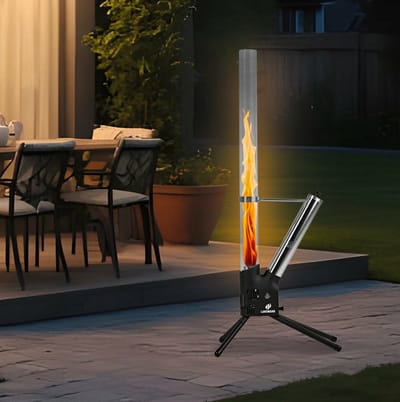 Landmann Pellettafelhaard met Rvs Vulschacht - Rookarme Buitenhaard Op Houtpellets - 129,5cm - Zwart/rvs - 75 Min Brandduur met Aslade en Afdekkap