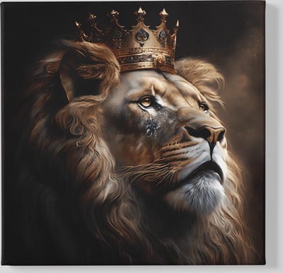 Canvas Schilderij - Dieren - Leeuwenkoning - Vierkant - Wanddecoratie - 100x100x2 cm