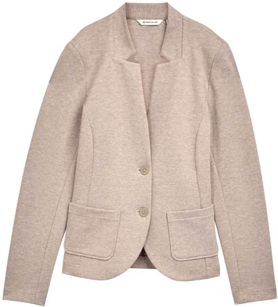 Tom Tailor - Slim fit blazer met ottoman-structuur - Maat L - soft taupe melange