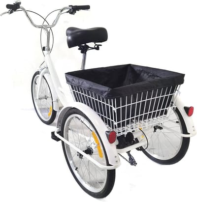 Driewieler voor volwassenen - 3-wieler fiets - Comfortabel transport - Hoge stabiliteit - 20 inch - Wit