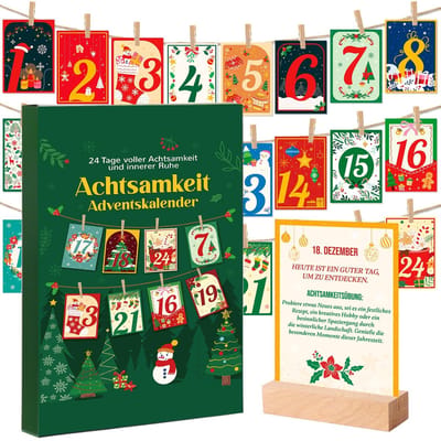 Dailygoods- Adventskalender met Mindfulness Oefening - Decoratie Ophangen - Unieke Ervaring - Creatieve Activiteiten - Perfect voor de Feestdagen - Kalender