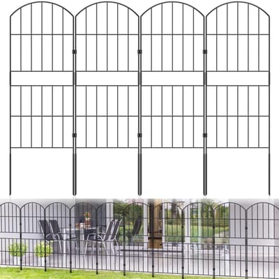 By shayne - Tuinhekken - Dierlijke Barrière - Decoratief - Zwart - Roestvrij staal - Geen Graaf Fence - Geschikt voor Tuin - 310 cm x 85 cm